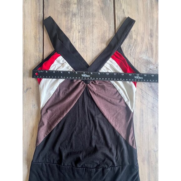 Y2K Studio Y Color Block Tank Top Blouse Juniors XS Black/Red V-neck - Picture 5 of 6